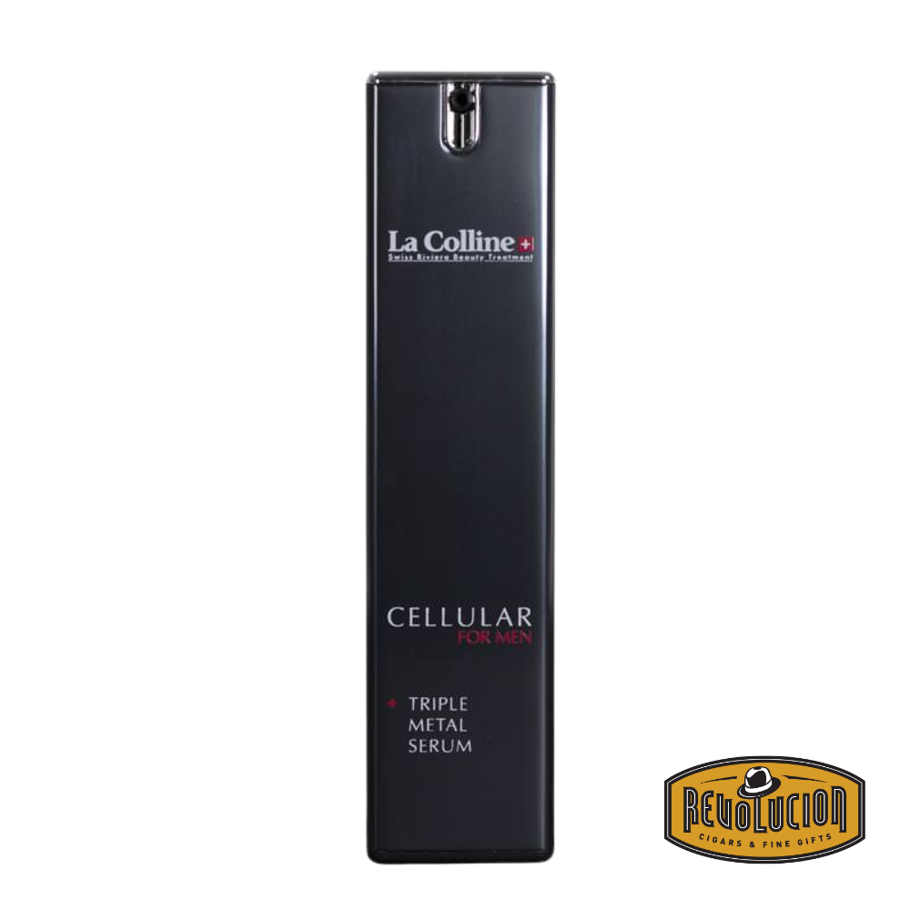 La Colline Cellular Triple Metal Serum – Elegant silver and gold bottle featuring an advanced anti-aging serum designed for revitalized, radiant skin.