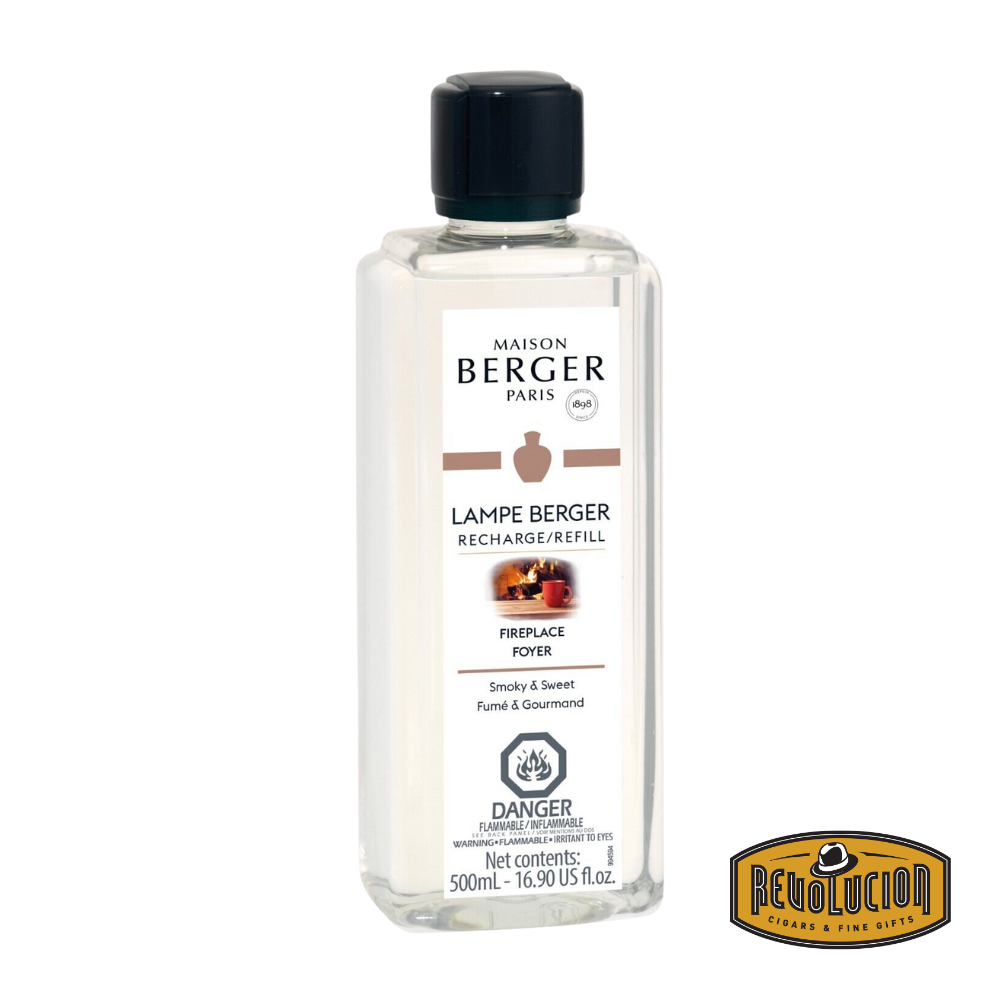 Lampe Berger Fire Place Refill – A bottle of Lampe Berger home fragrance refill with a warm, smoky scent reminiscent of a cozy fireplace.