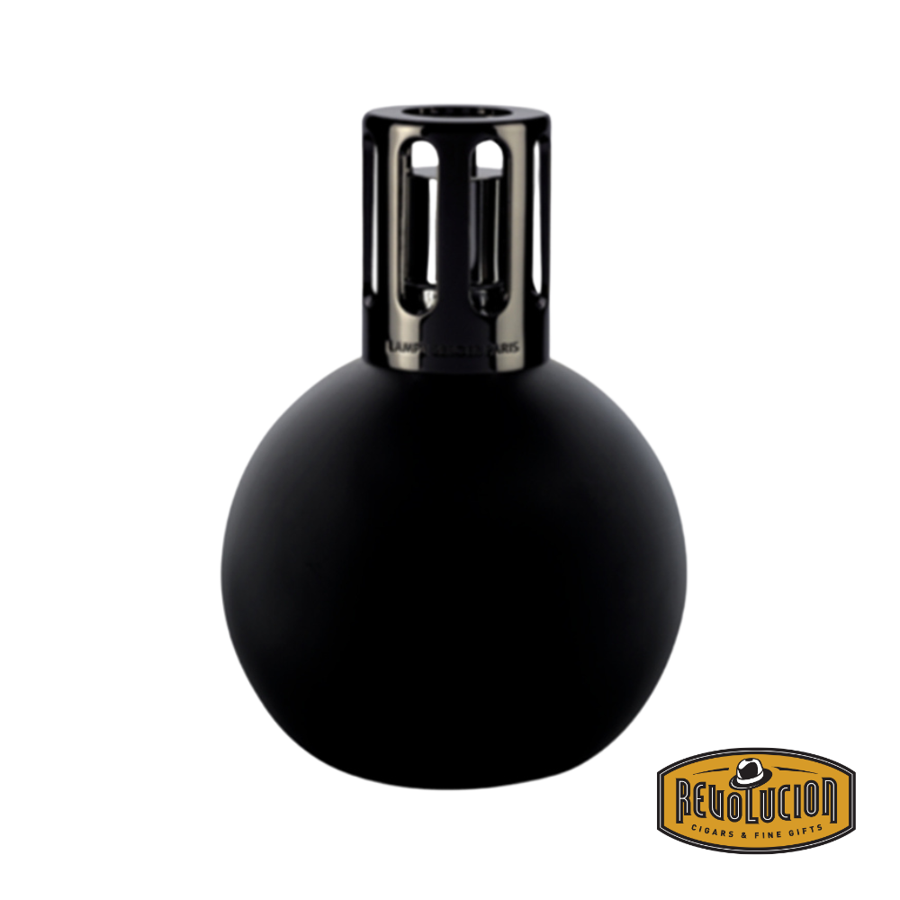 Lampe Maison Berger Boule in sleek black glass with a rounded design.