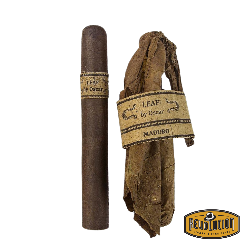 Leaf by Oscar Valladares Maduro Toro Honduran Cigar wrapped in dark natural leaf covering.