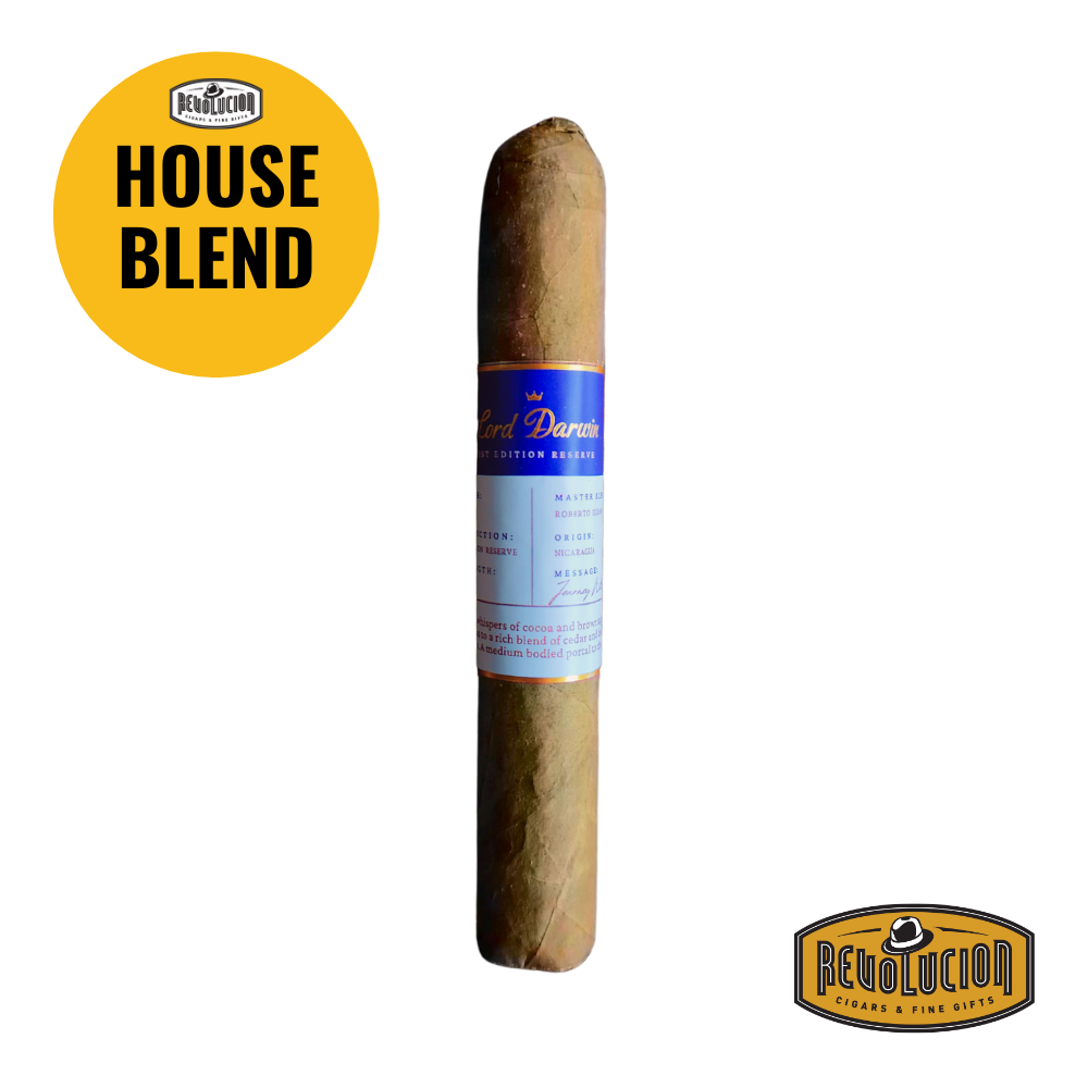 A premium Nicaraguan Corona Extra cigar from the Revolucion Lord Darwin 1st Edition, medium strength, with a classic band and meticulously crafted wrapper.