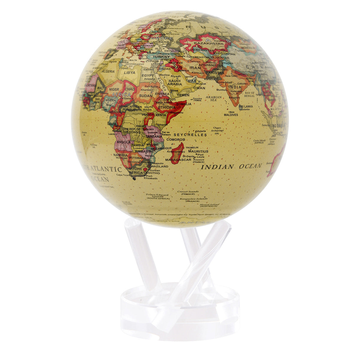 Mova Yellow Geo-Political Map World Globe 4.5&quot;