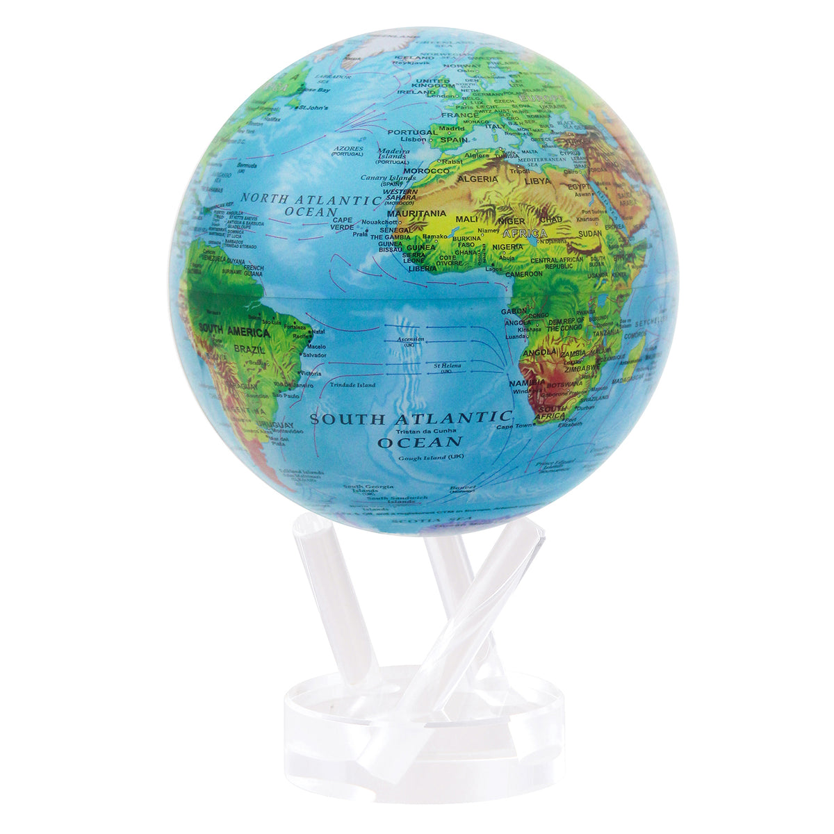 Mova Blue Ocean Relief Map World Globe 4.5&quot;