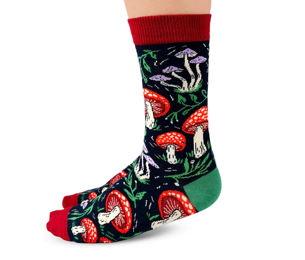 Uptown Calf Length Cotton Unisex Socks - Mushroom Magic