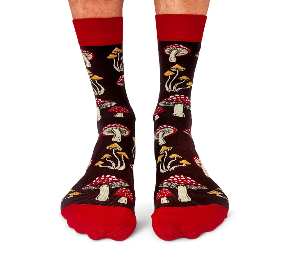 Uptown Calf Length Cotton Unisex Socks - Mushroom Magic