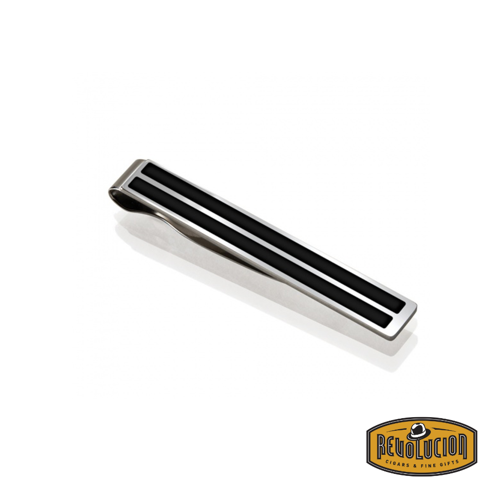 A high-quality M-Clip Stainless Steel Enamel Inlay Tie Clip, showcasing a polished metal finish with a sleek enamel accent, designed for a secure and elegant hold on any tie.