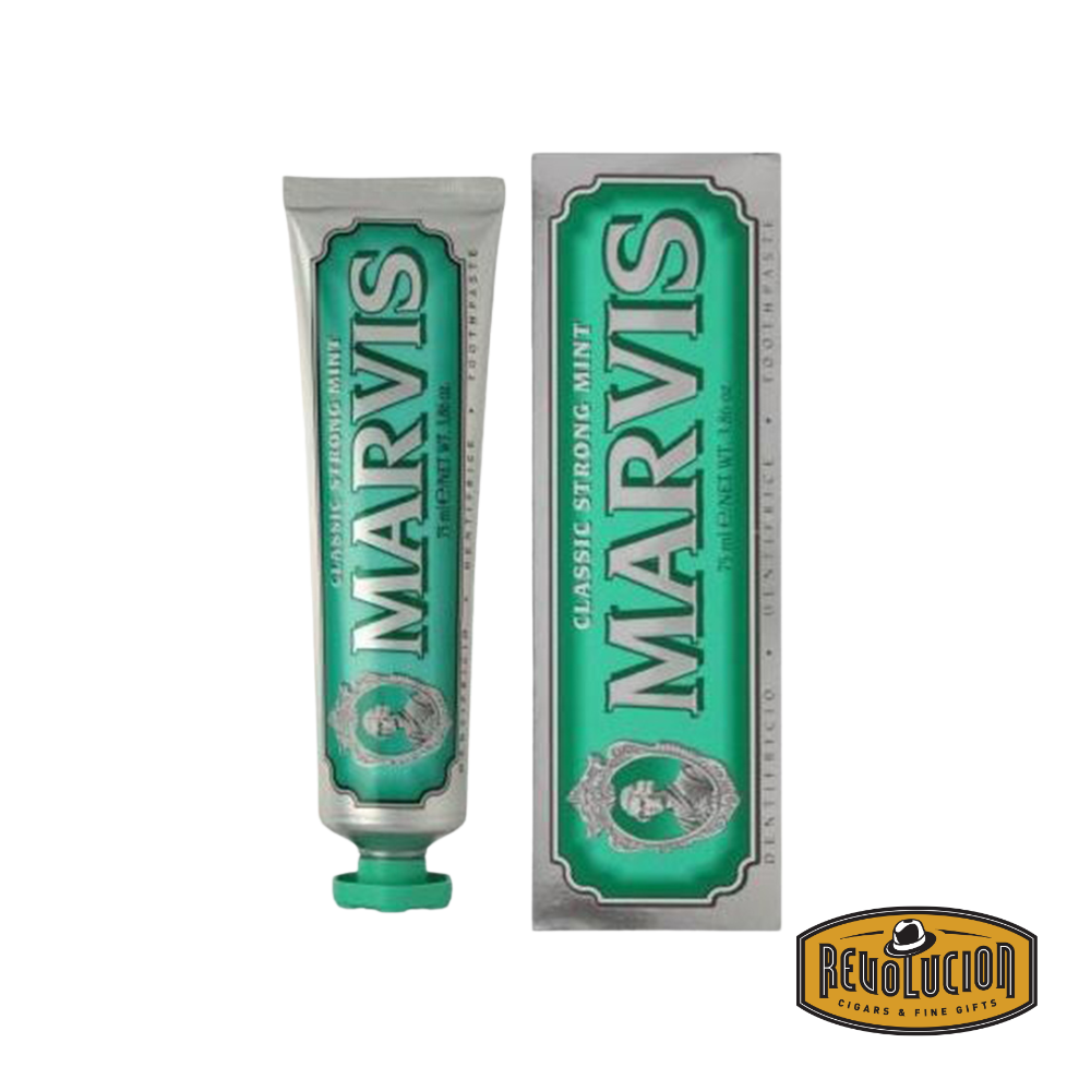 Marvis Classic Mint Toothpaste in a 75ml vintage-style metallic tube, featuring the iconic green label and luxurious Italian design.