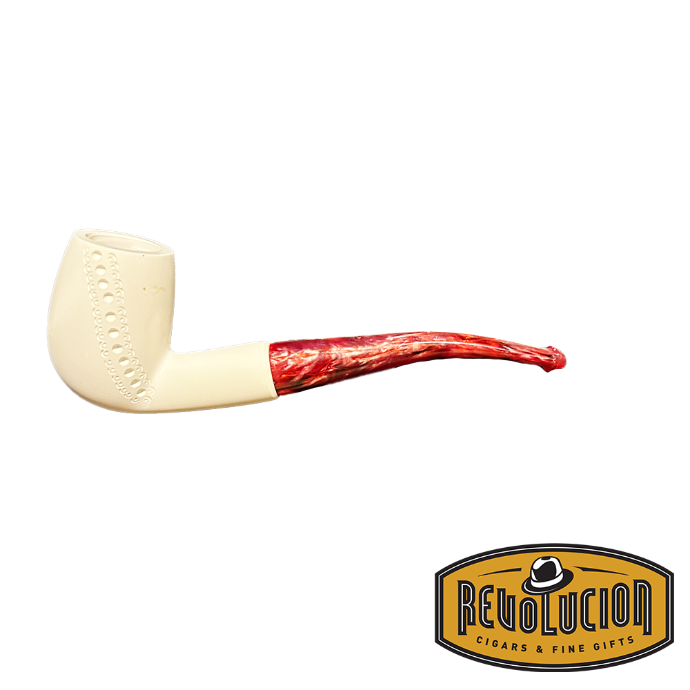 Straight Bowl Lattice, Classic Meerschaum Pipe, The cheapest Block Meerschaum, Hand Carved Meerschaum Pipe