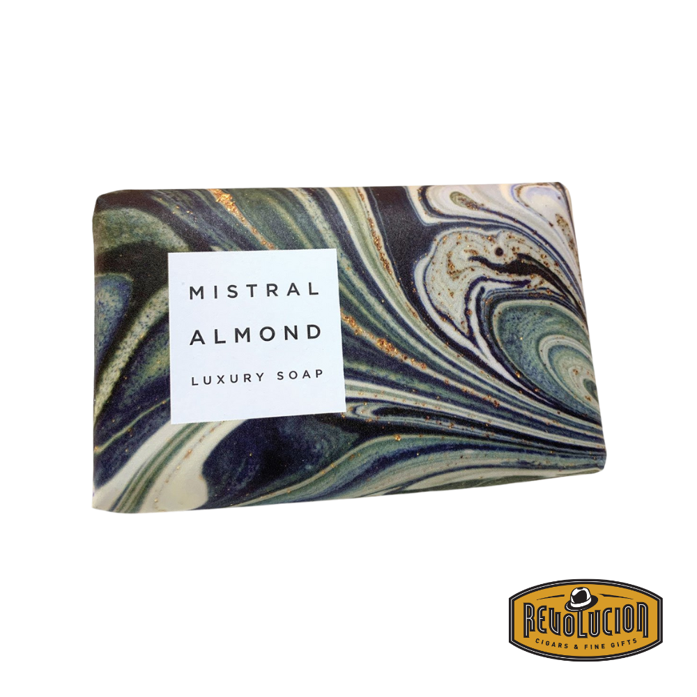 Mistral Marbles Almond Soap Bar 200g – artisan soap with rich cream and beige marbling, designed for a soothing and indulgent cleansing experience.