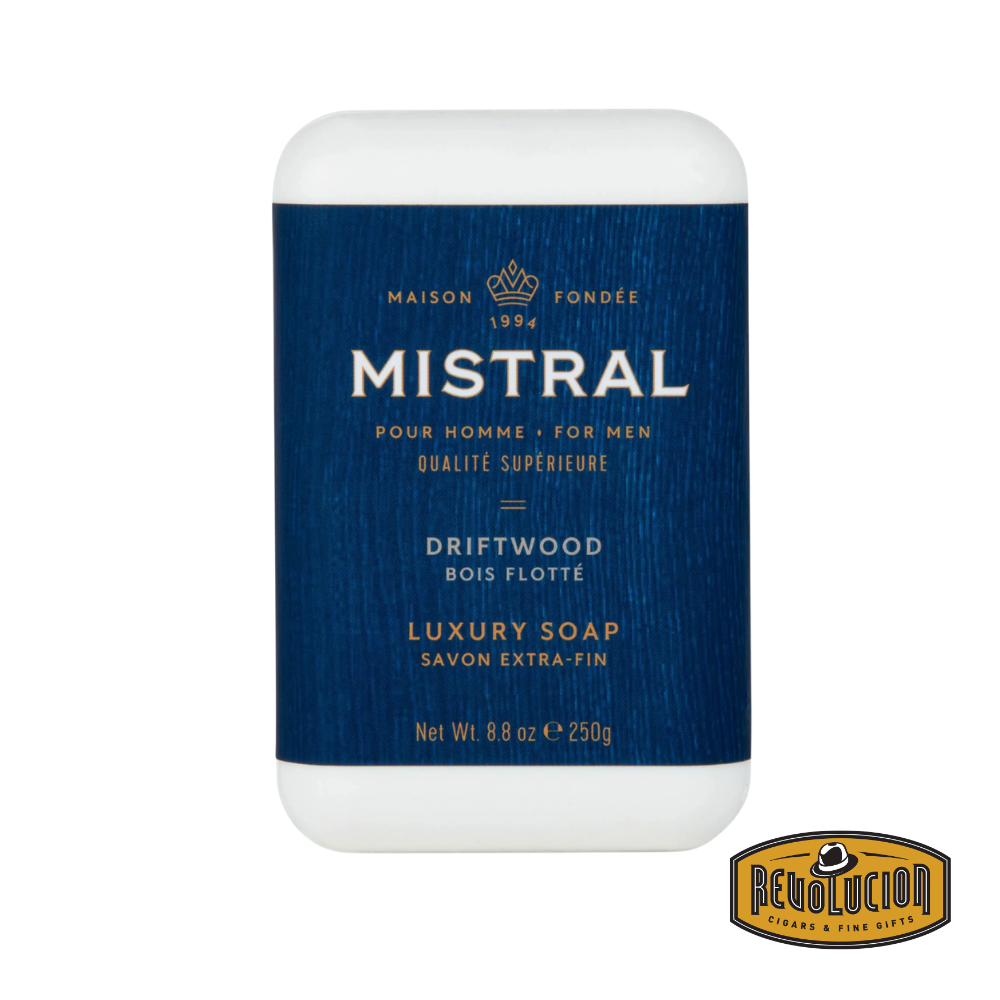 Mistral Men's Hydrating Soap Bar Driftwood – neutral-toned bar in driftwood-inspired wrap, giving a clean, grounded feel.