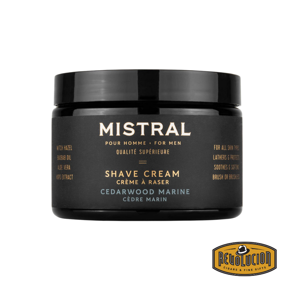 Mistral Men's Shave Cream Cedarwood Marine 255g – a premium shaving cream in an elegant tube, designed to deliver a smooth shave with a refreshing woodsy-aquatic scent.