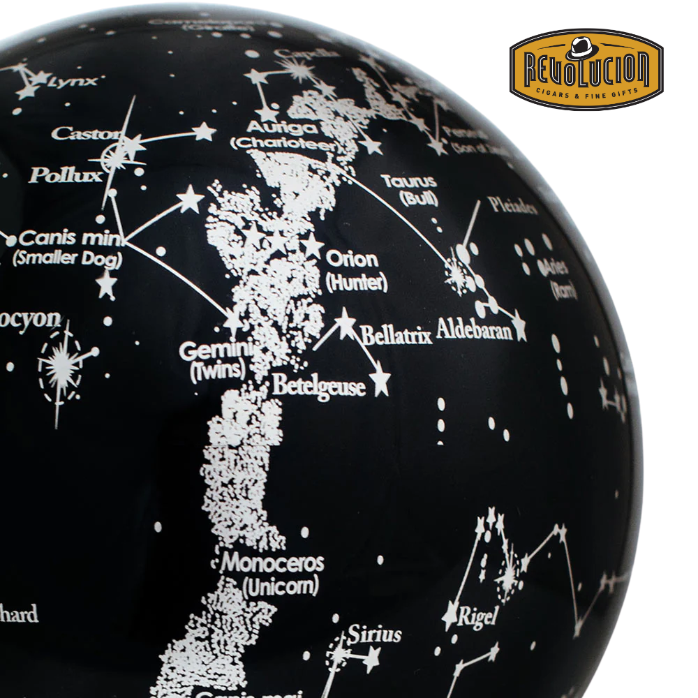 Mova Constellation 4.5-inch globe in closed view, featuring intricate details of the night sky constellations.