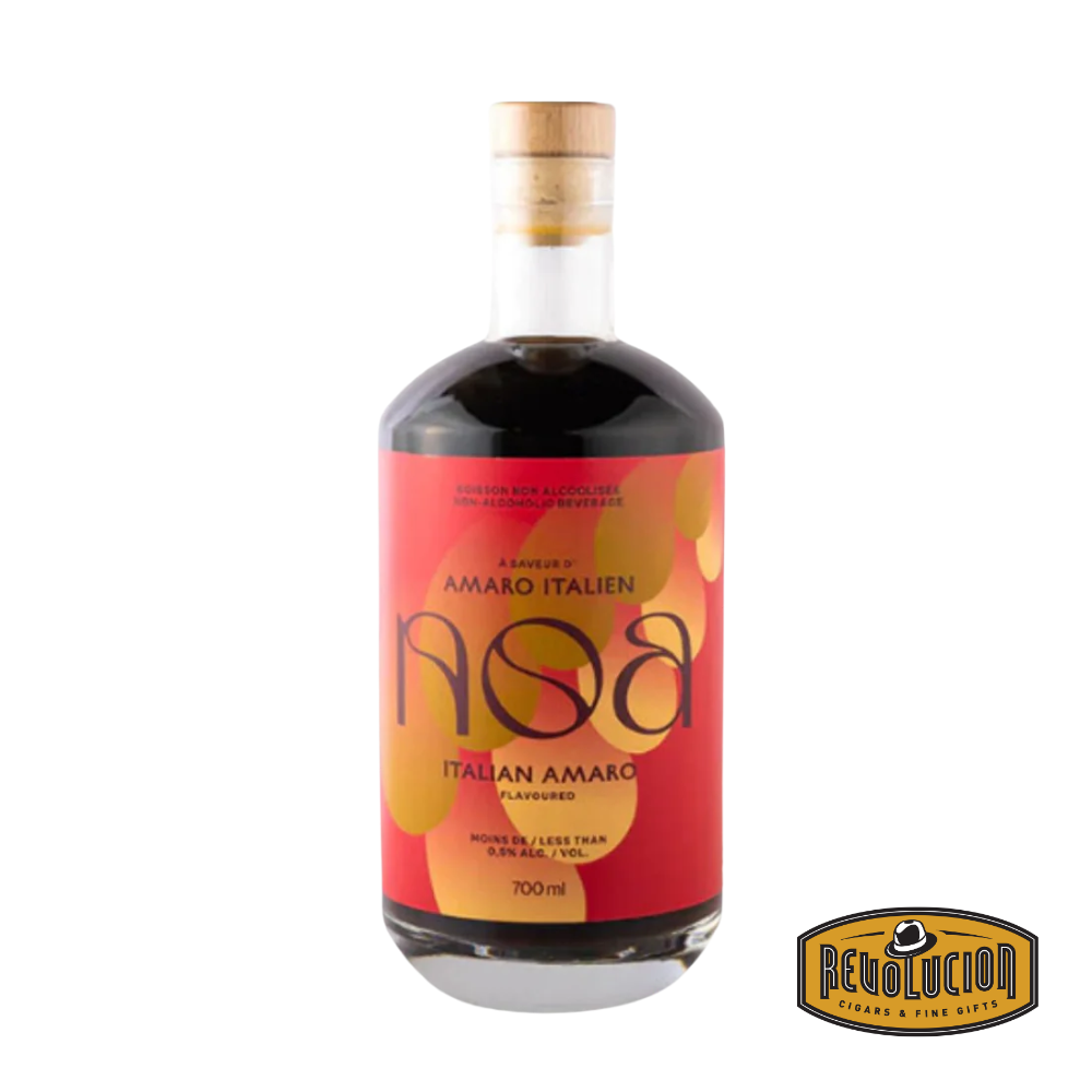 NOA Italian Amaro Non-Alcoholic 700 ml bottle featuring its classic dark amber liquid and elegant, minimalist label design.