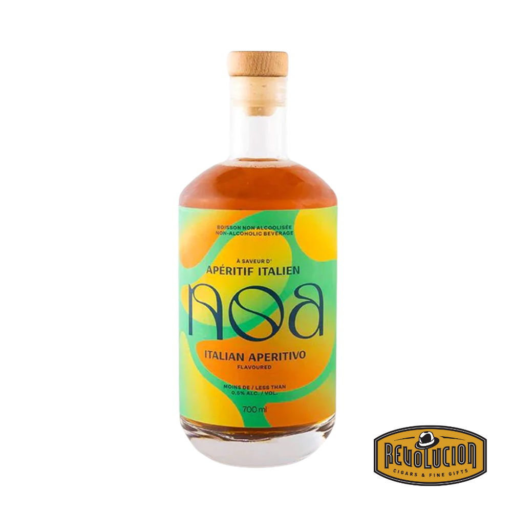 NOA Italian Aperitif Non-Alcoholic 700 ml bottle showcasing its elegant label and vibrant amber hue, evoking a classic Italian aperitivo style.