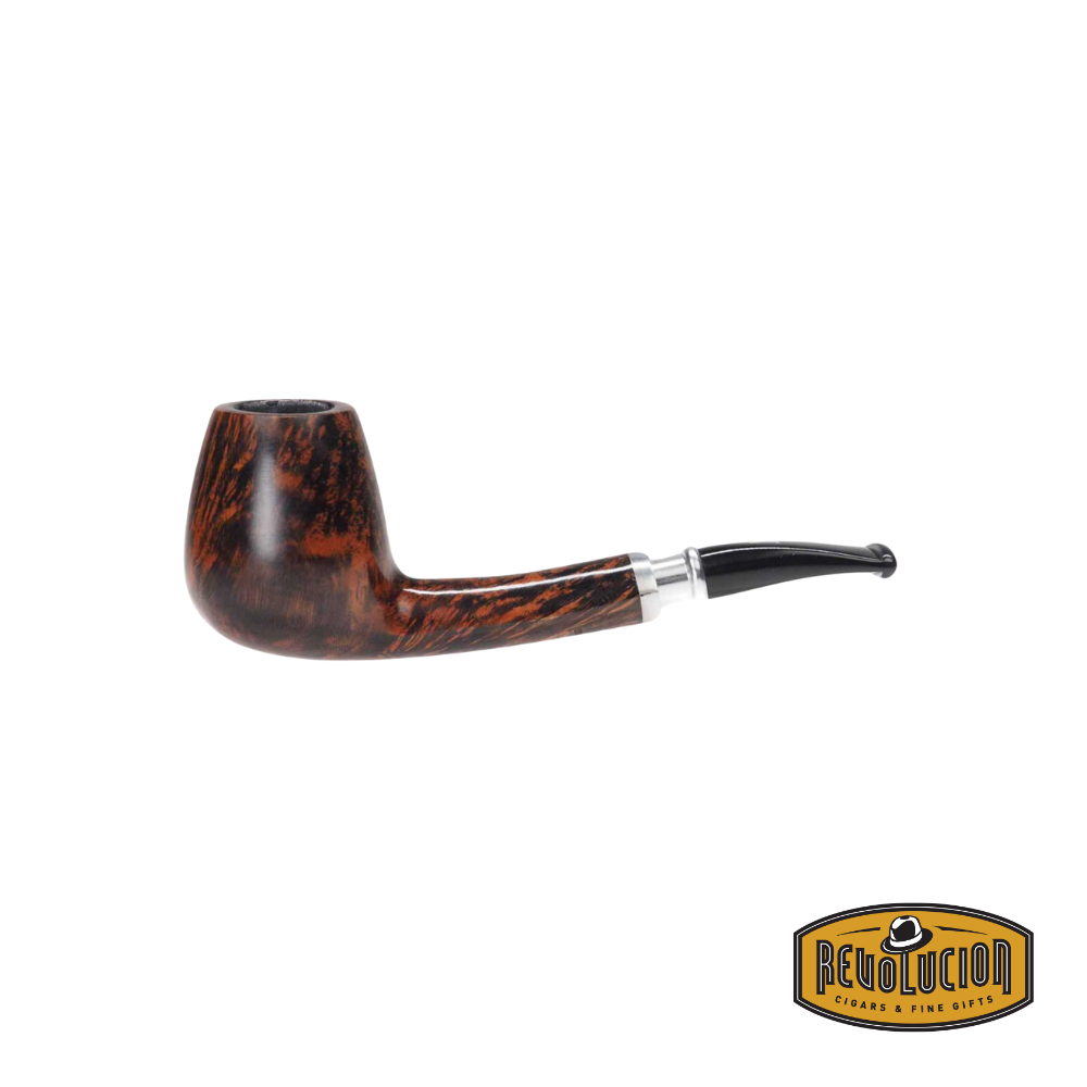 Side view of the Nording Valhalla Spigot 504 Bent Billiard 9mm Smoking Pipe, emphasizing its curved stem and polished finish.