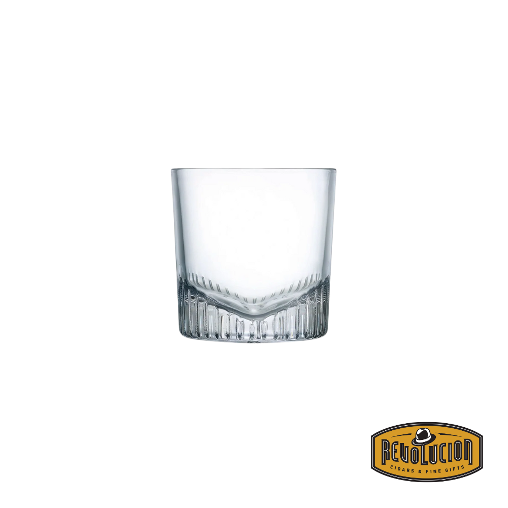 Nude Caldera Whisky Glass set of 4, elegantly crafted with a modern design, shown empty to highlight its unique shape and high-quality glass construction.