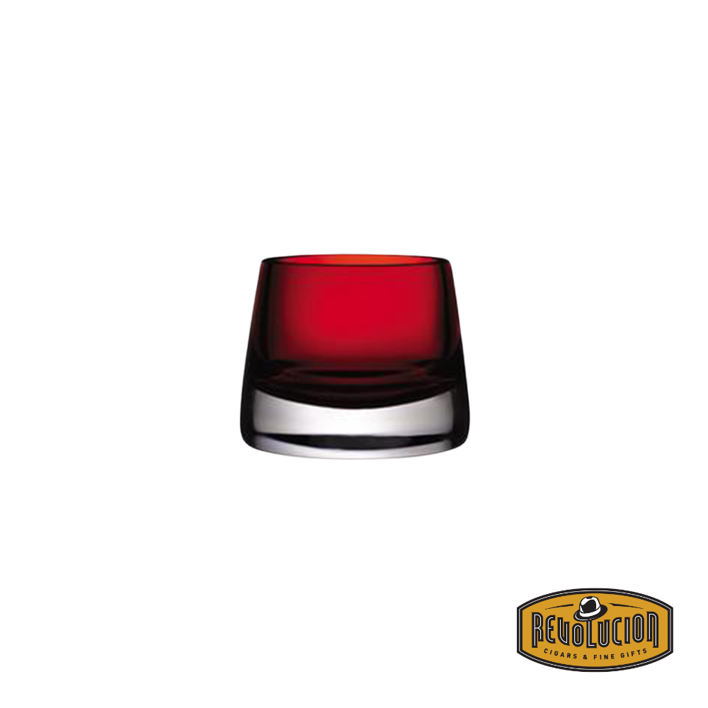 Nude Joy Votive Candle Holder in vibrant red glass, offering a warm and elegant glow for any setting.