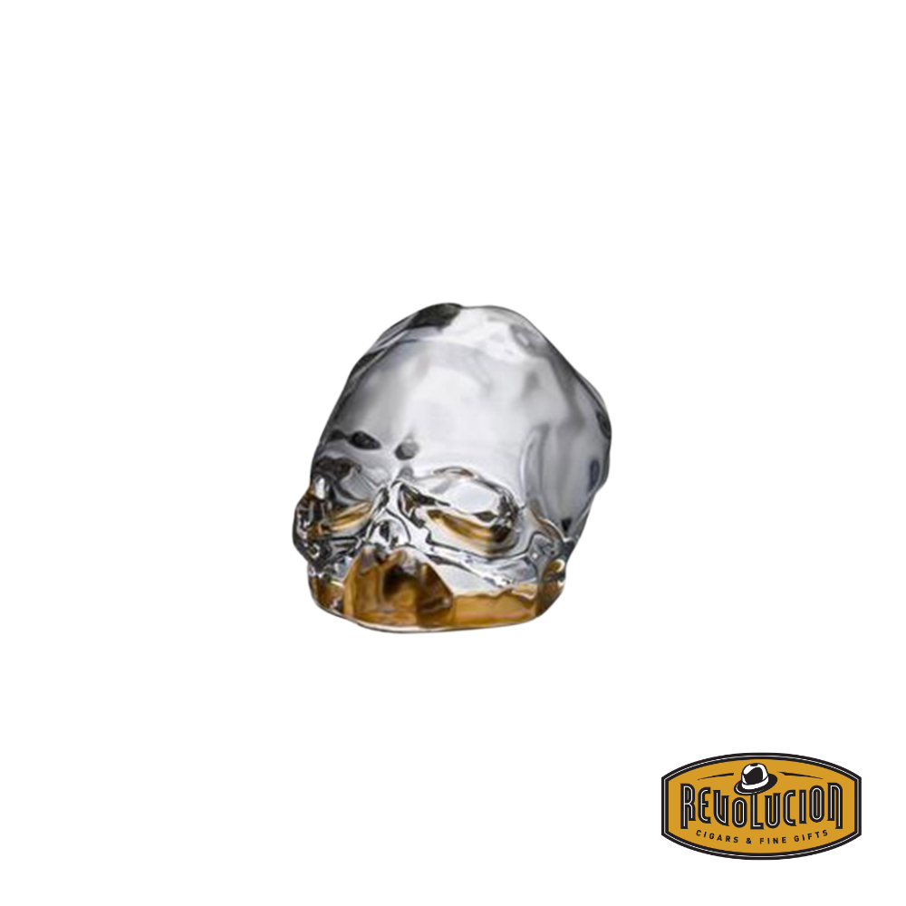 Nude Memento Mori Faceted Skull Paperweight with a striking Copper Bottom, blending the intricate geometric faceting of the skull with a polished copper base for a luxurious and contemporary look.