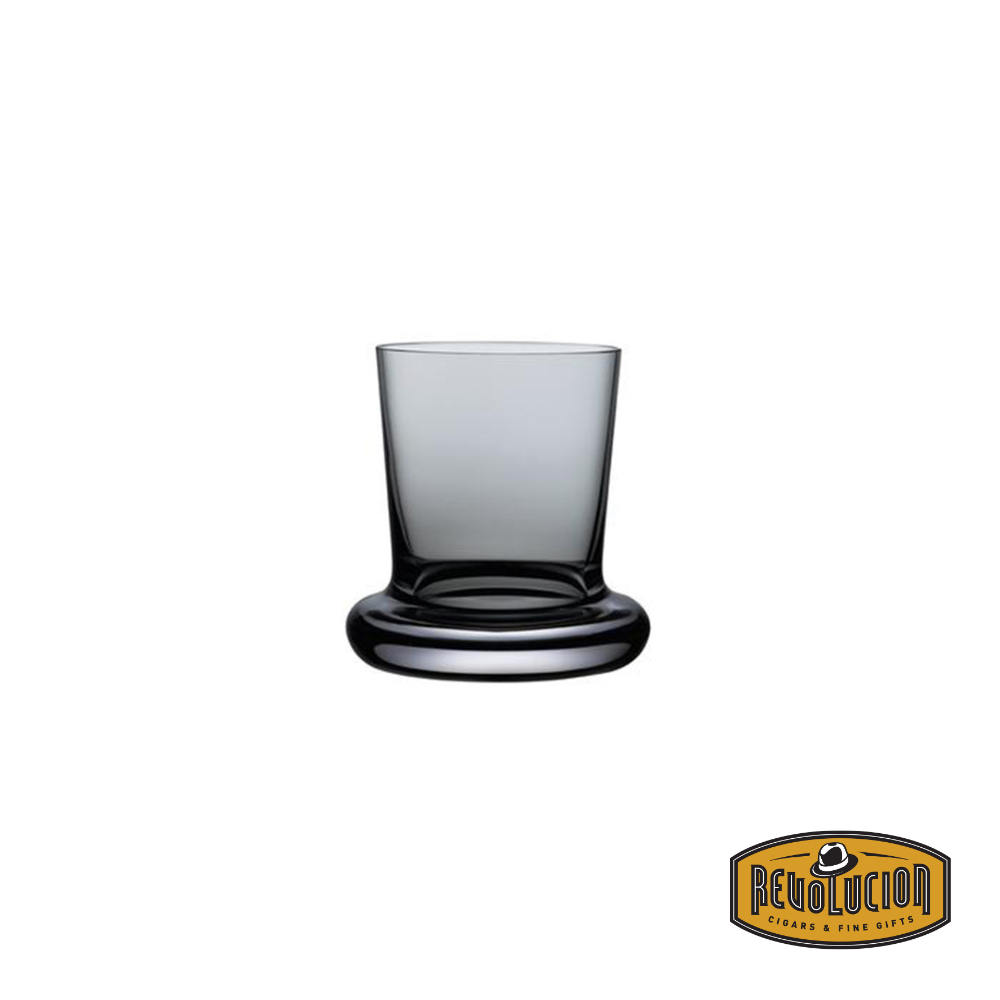 Nude Stamp Water Glass Set of 2 in Smoke, a pair of stylish and subtly tinted glasses with a contemporary design, perfect for serving water or other beverages with sophistication.