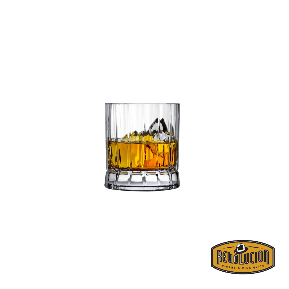Nude Wayne Whiskey Glass set of 4, filled with whiskey, emphasizing its elegant design and perfect balance for savoring premium spirits.