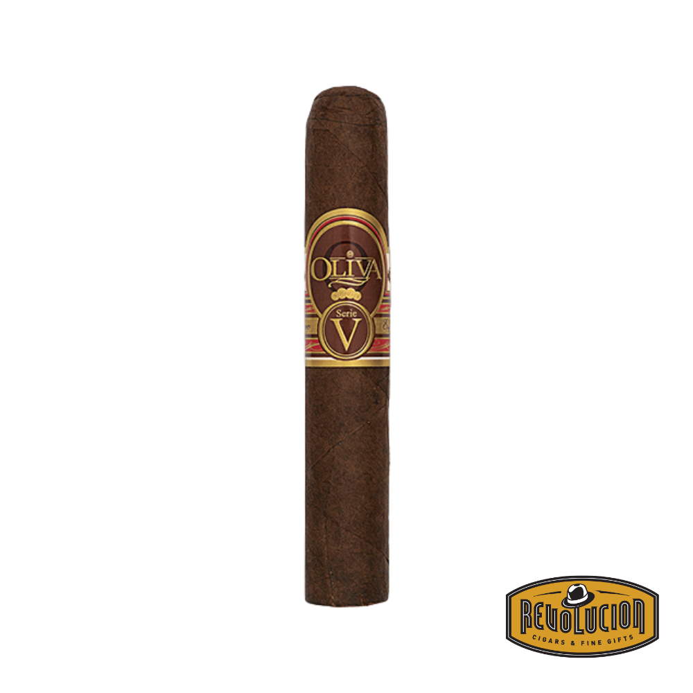 Oliva Serie V Double Robusto – medium-full strength Nicaraguan cigar with rich, dark wrapper and refined construction.
