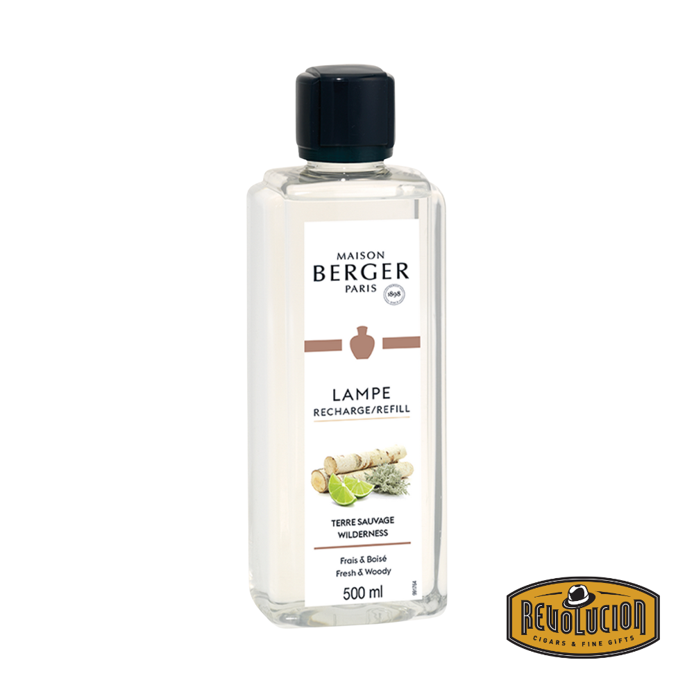 Lampe Berger Wilderness Refill – A bottle of Lampe Berger refill featuring the bold and rugged Wilderness fragrance.