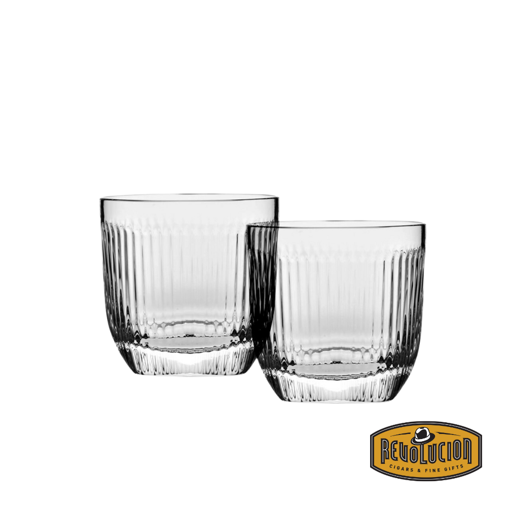 Krosno Perfect Serve Gentleman glass set, featuring two ribbed glasses and elegant black packaging with gold accents, perfect for gifting.