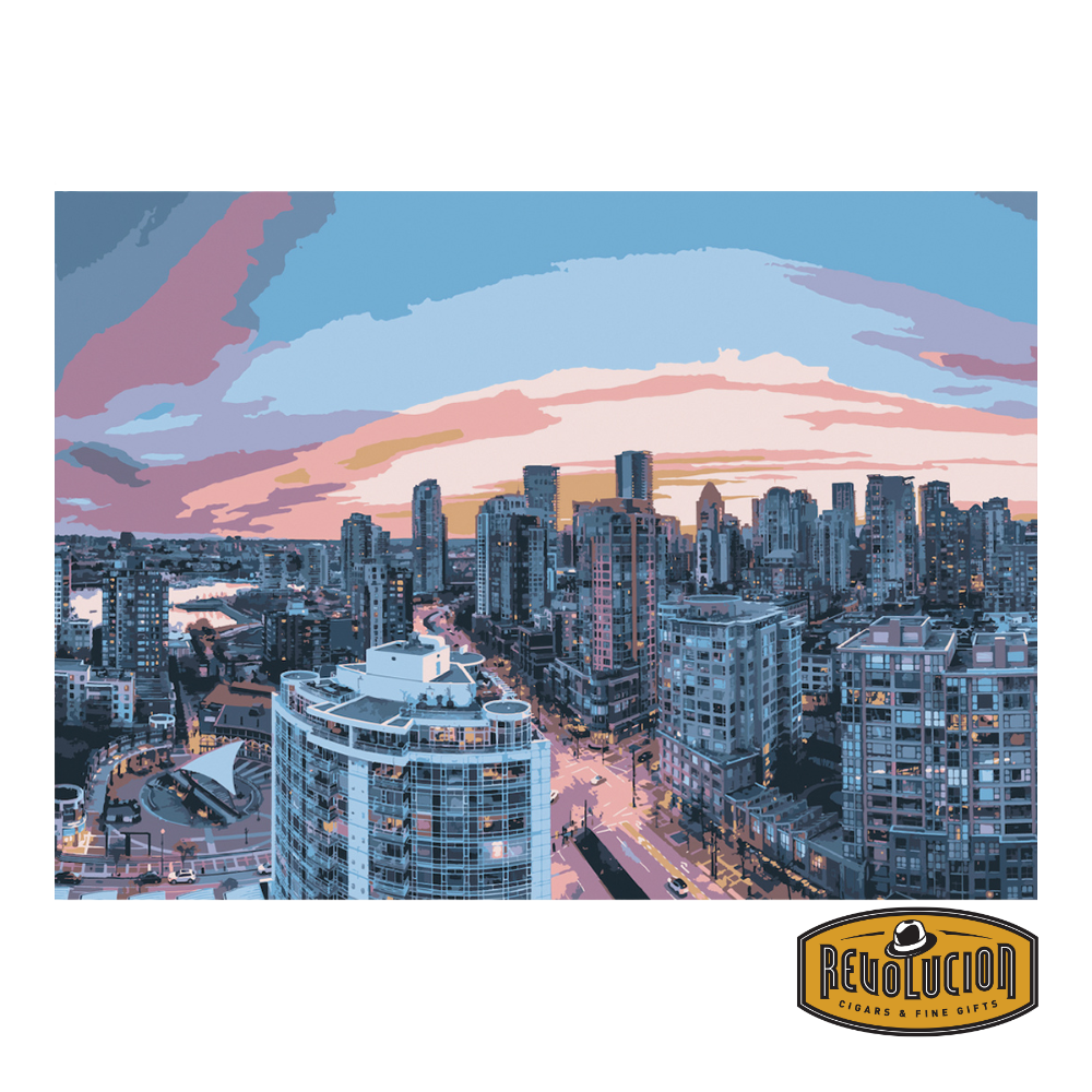 A beautifully designed 6x4 postcard featuring an artistic depiction of Revolucion in Yaletown, located on Mainland Street. The front showcases intricate details of the shop’s exterior, capturing the charm and character of the vibrant neighborhood.