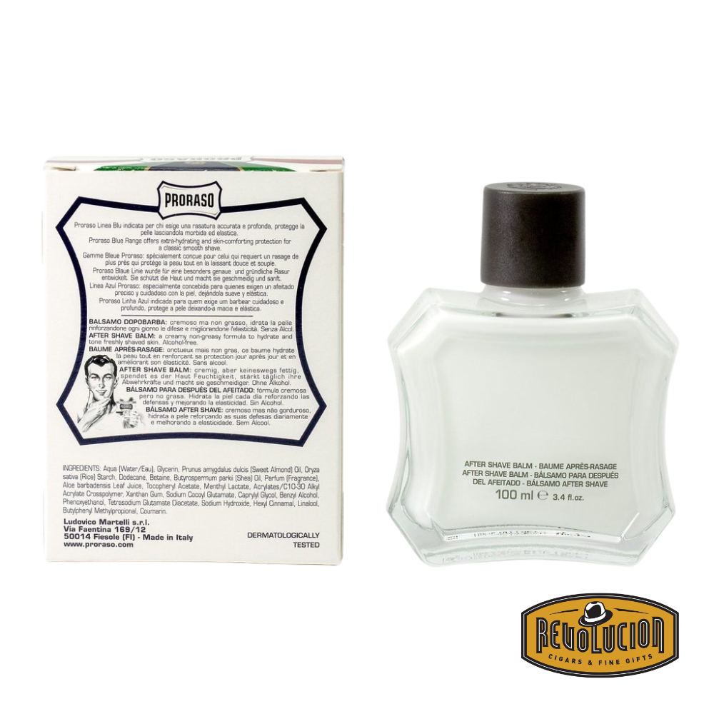 Proraso After Shave Balm Aloe and Vitamin E with box, back view.