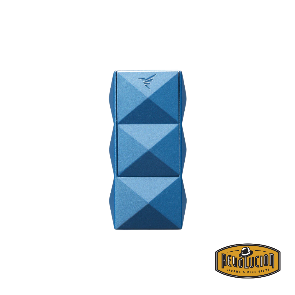 Briquet double flamme Colibri Quasar II avec poinçon - Bleu