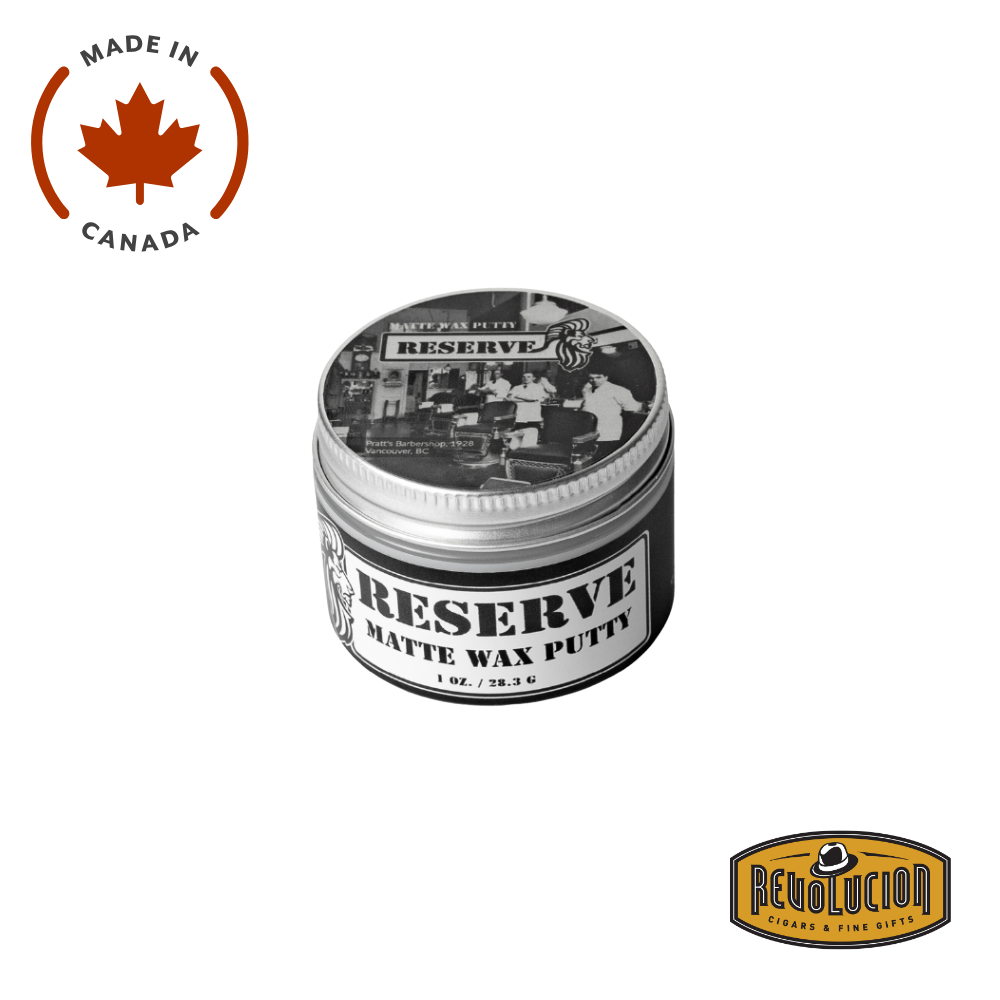 Reserve King & Country Matte Wax Putty – grooming wax in sleek black containers available in 1oz.