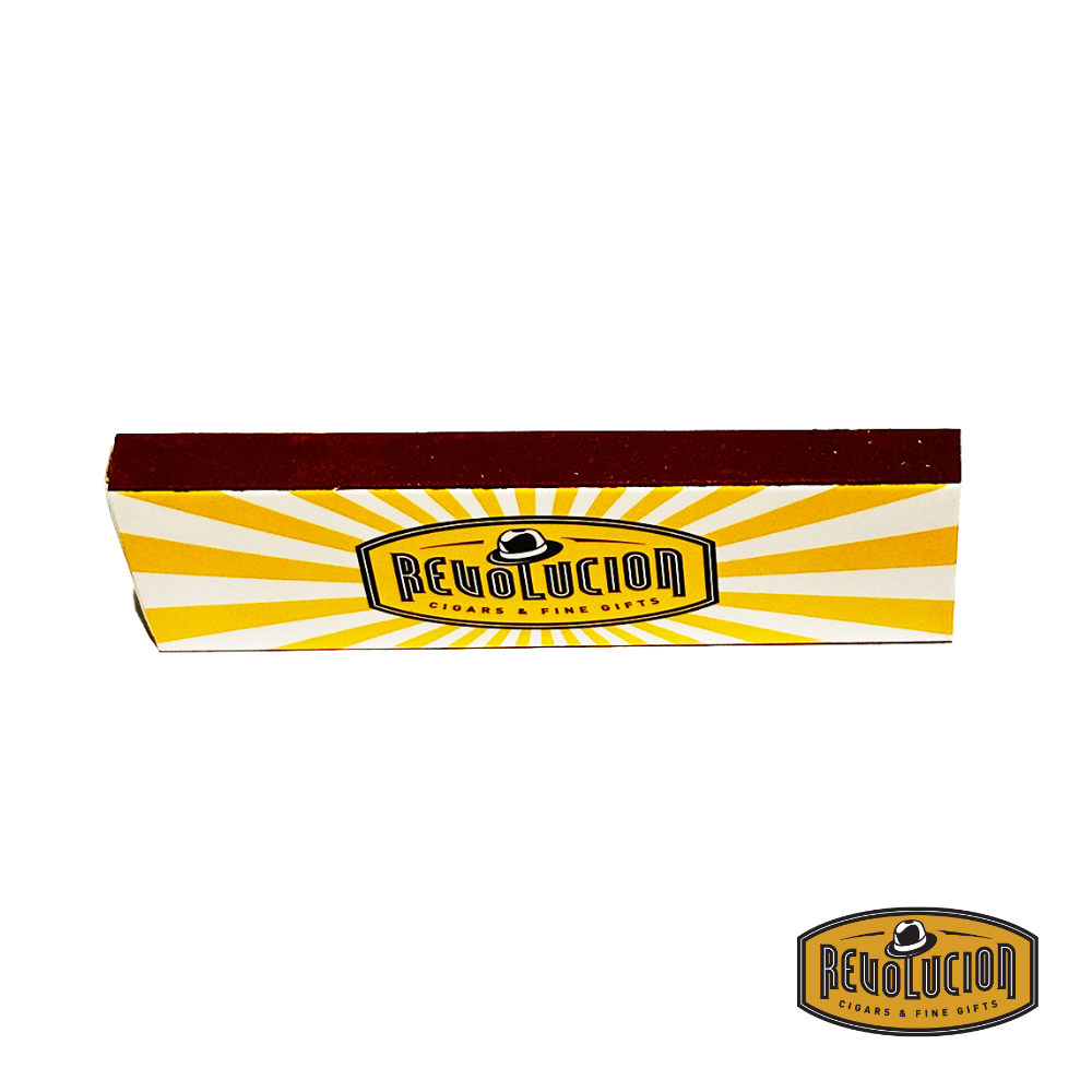 A top-down perspective of the Revolucion matchbox, showcasing its compact and stylish look.