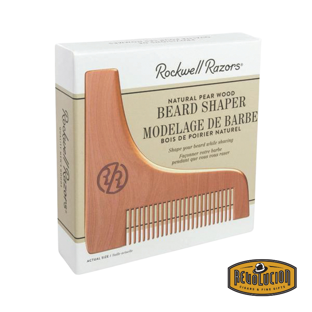 Front of the Rockwell Beard Shaper box showcasing the product image and logo.