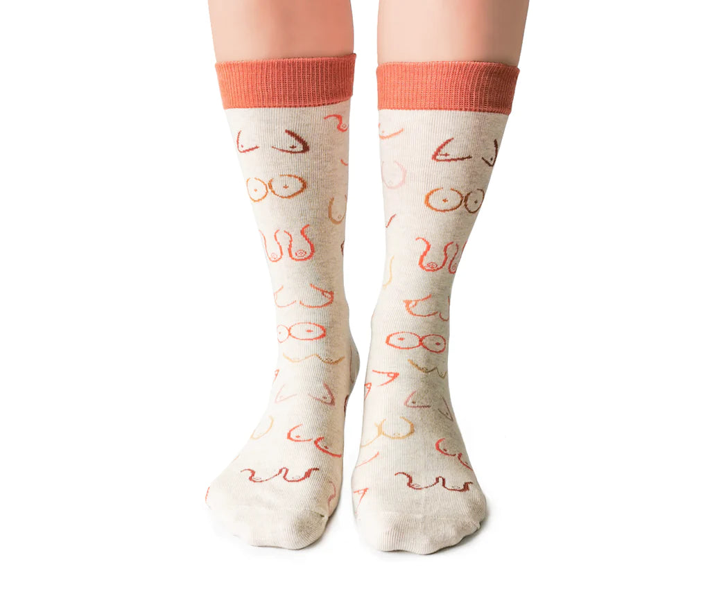 Uptown Calf Length Cotton Unisex Socks - Simply Breast Cream