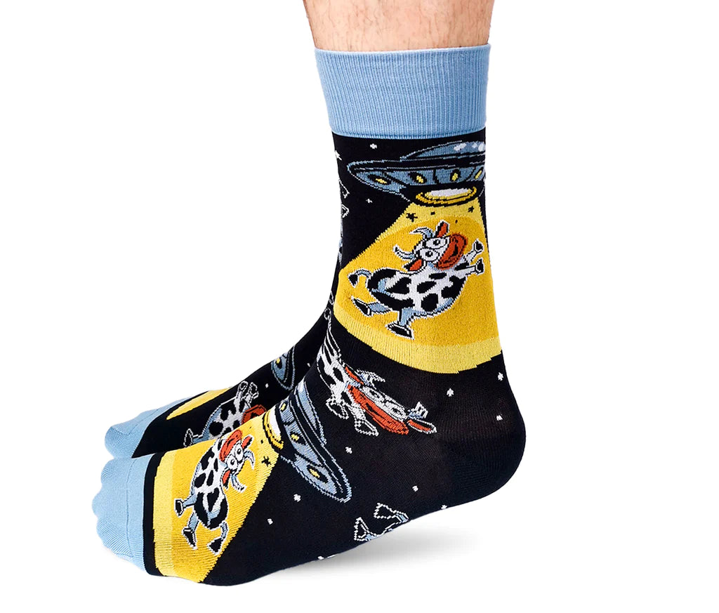 Uptown Calf Length Cotton Unisex Socks - Cosmic Cows