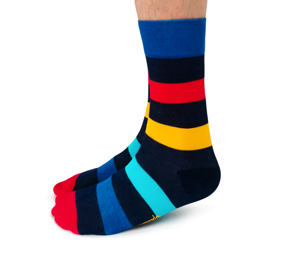 Uptown Calf Length Cotton Unisex Socks - Here For The Stripes