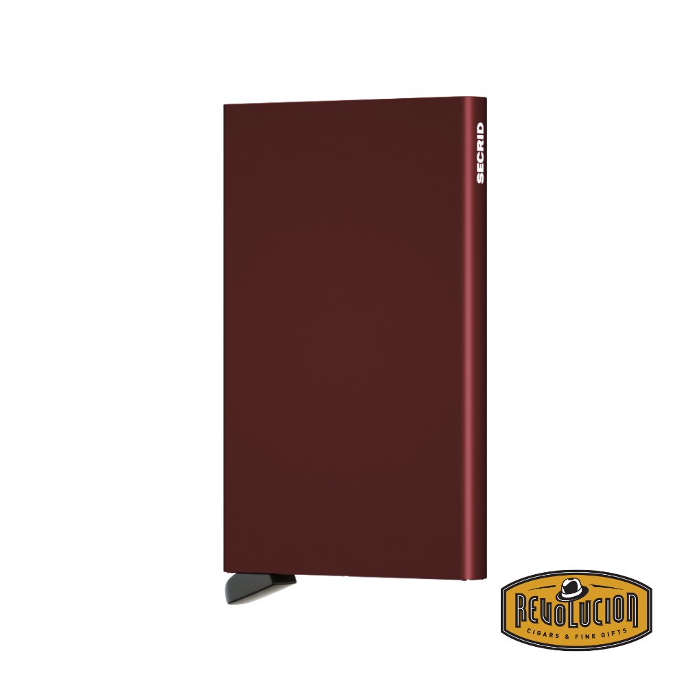 Secrid Aluminium Cardprotector Wallet in elegant bordeaux, providing premium security and organization for up to six cards.