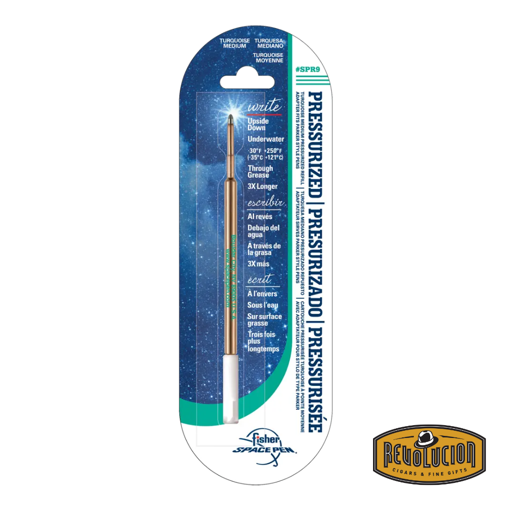 Turquoise ink refill compatible with Space Pen models.