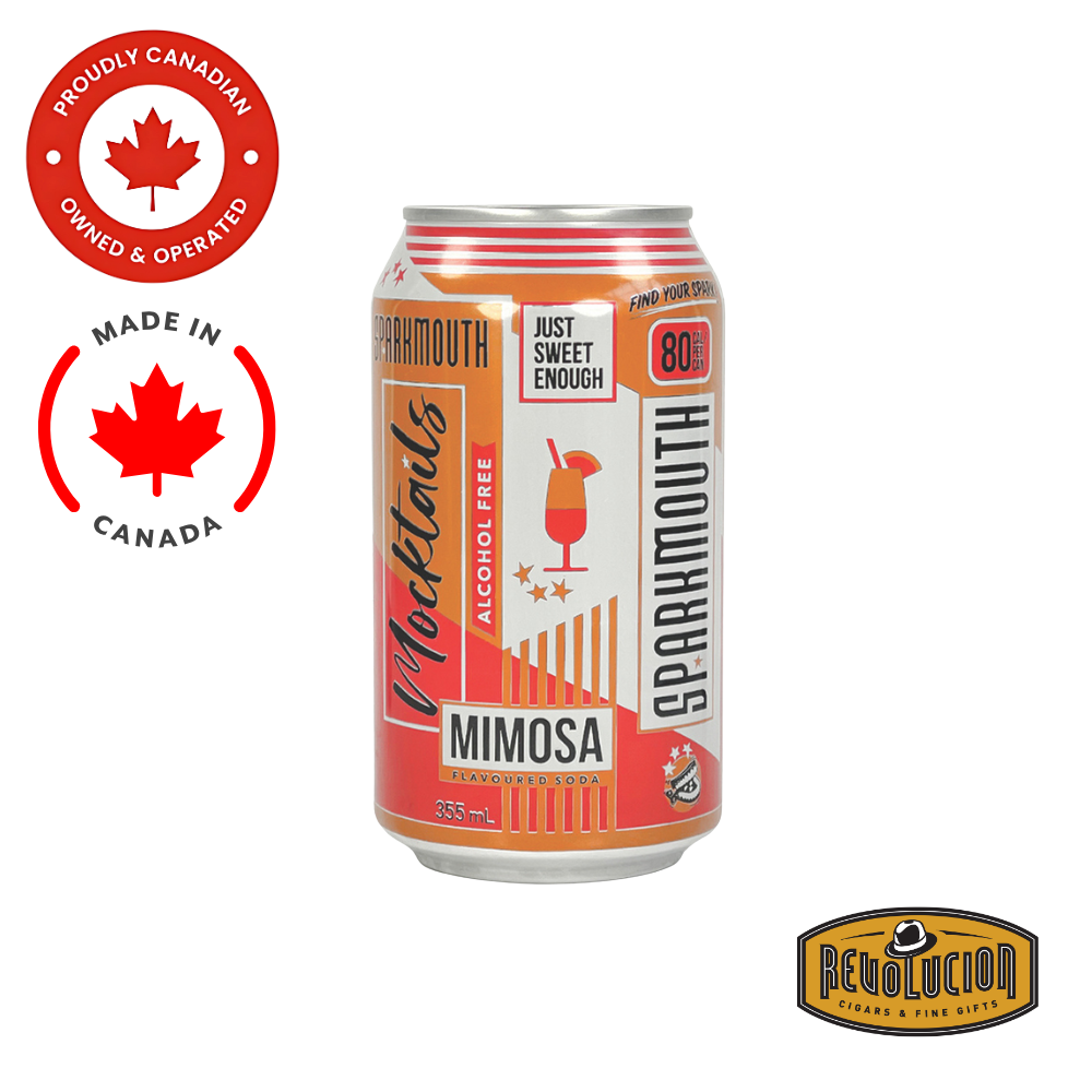 Sparkmouth Mimosa Mocktail – A refreshing, alcohol-free sparkling mocktail with vibrant citrus flavors, perfectly capturing the essence of a classic mimosa in a 355ml can.
