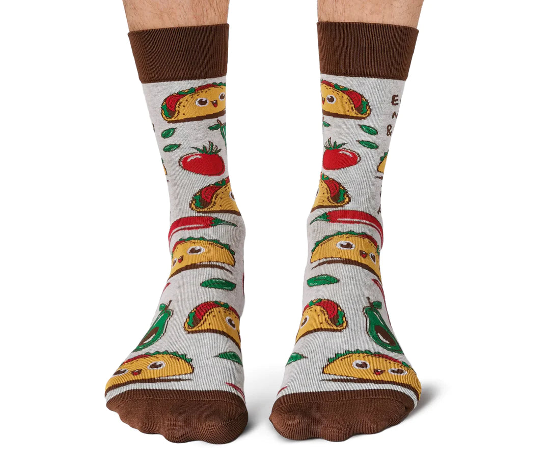 Uptown Calf Length Cotton Unisex Socks - Tumbling Taco