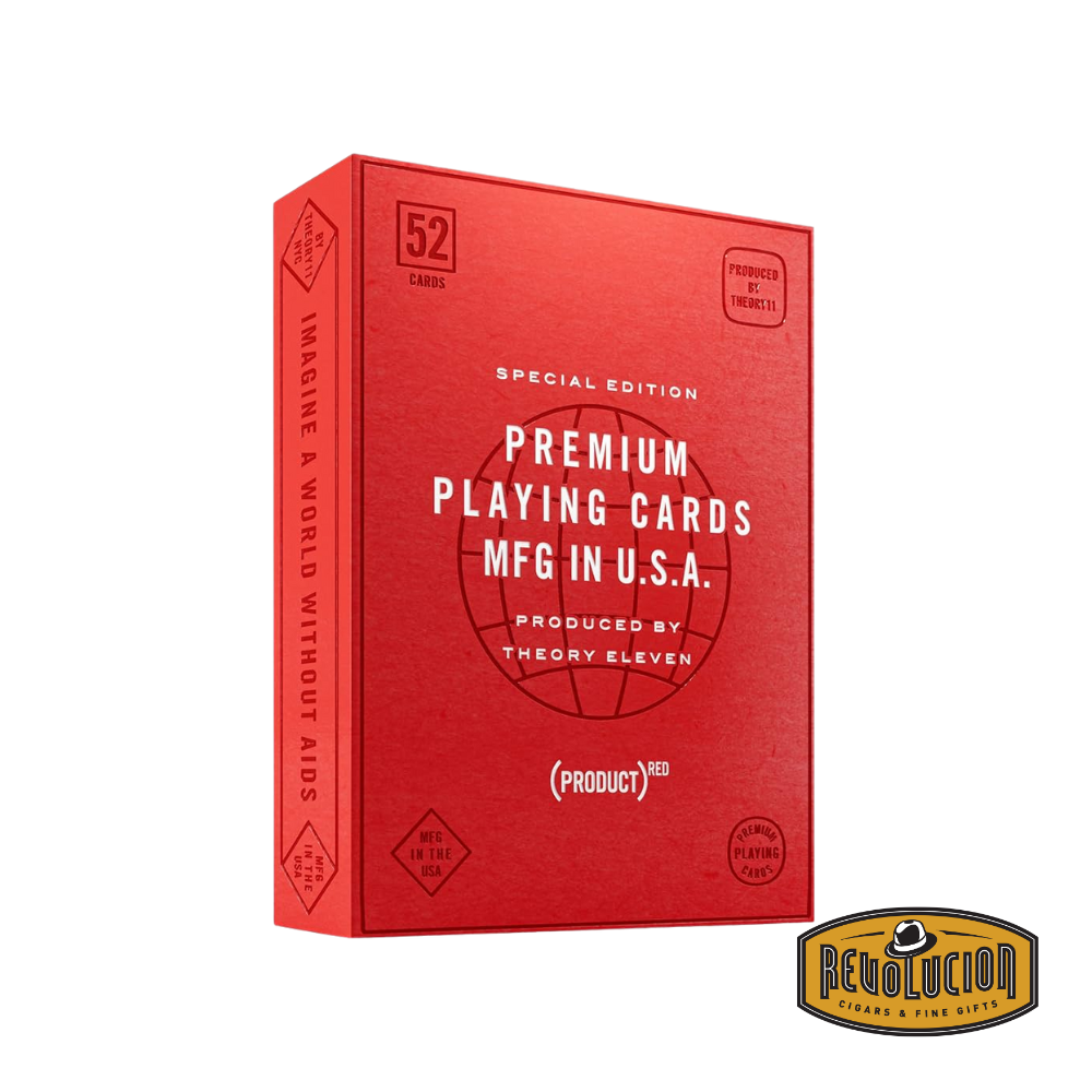 Theory 11 Product Red Playing Cards box featuring elegant red foil accents and a minimalist design.