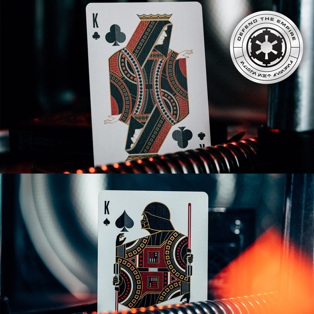 Top view of the Theory11 Star Wars Silver Edition black box with intricate silver foil and embossed artwork.