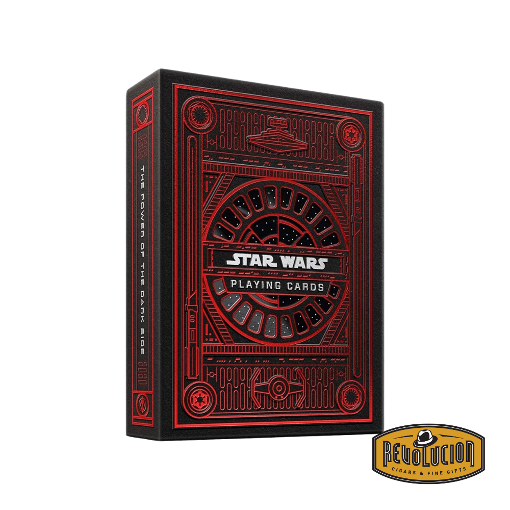 Front view of Theory11 Star Wars Playing Cards - The Dark Side, featuring Sith-inspired design and foil detailing.