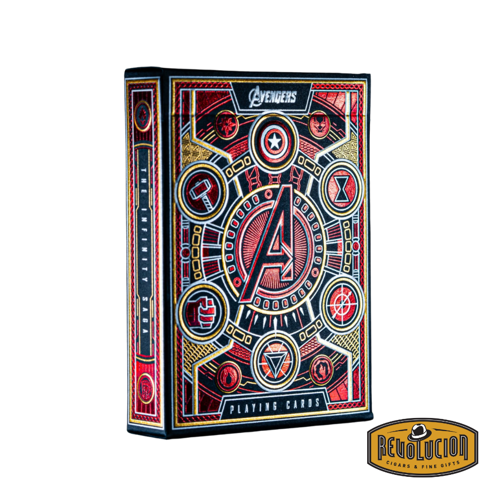 Theory 11 Avengers Playing Cards Red Edition box featuring detailed Marvel-inspired design.