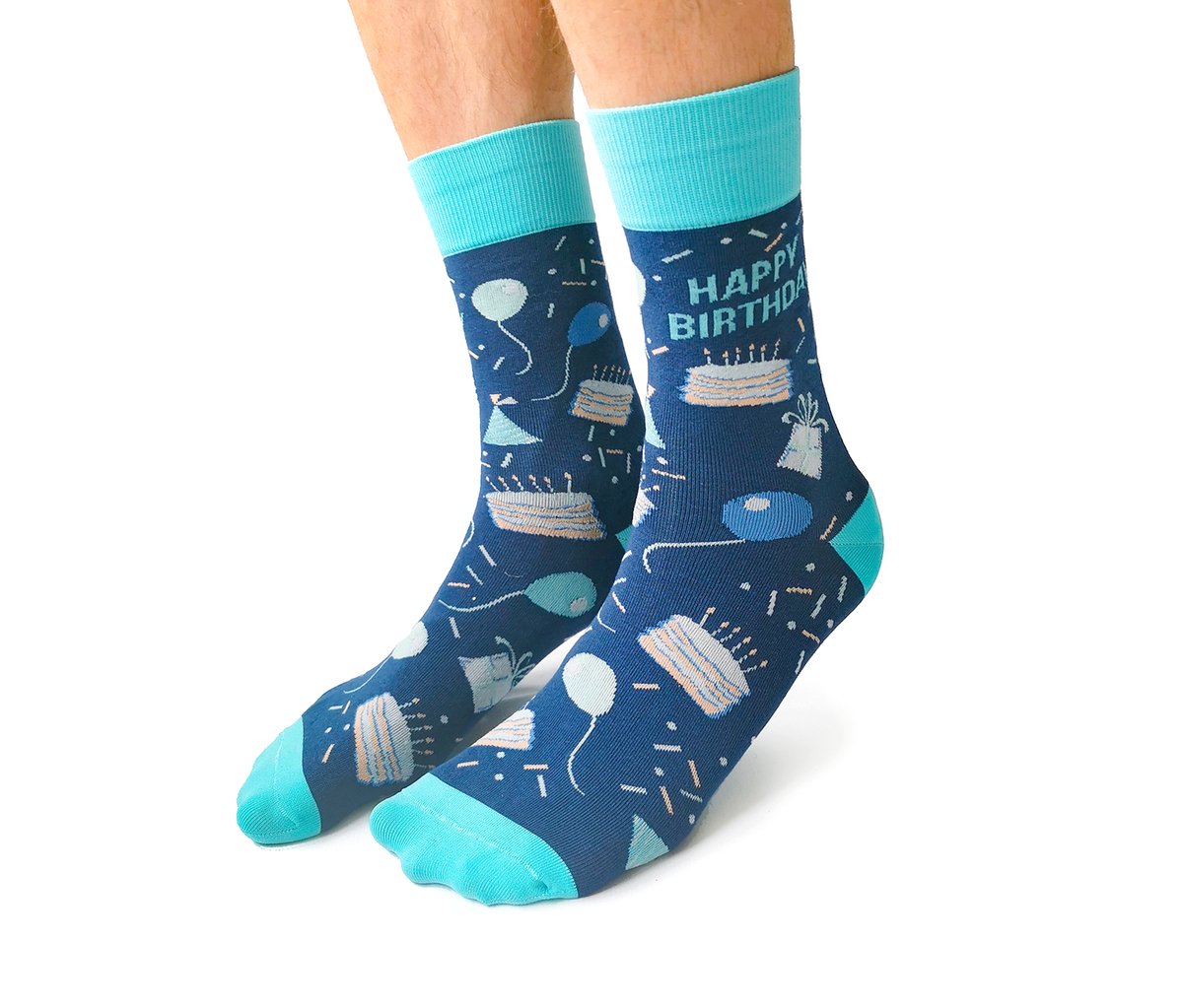 Uptown Calf Length Cotton Trendy Unisex Socks Happy Birthday