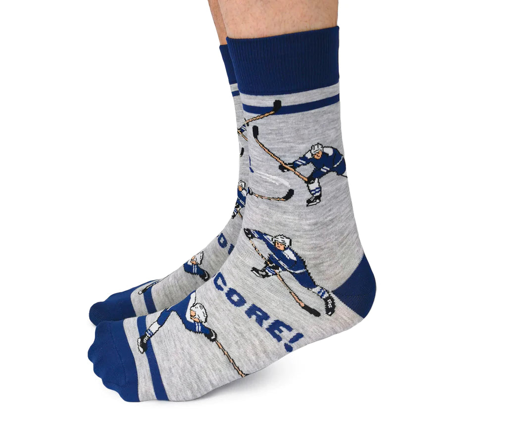 Uptown Calf Length Cotton Unisex Socks - Slap Shot Blue