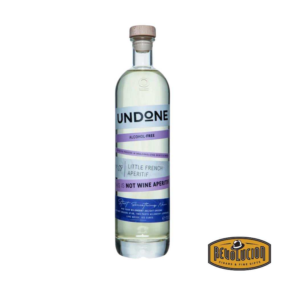Undone French Aperitif – Not Wine Aperitif 700 mL bottle, highlighting a vibrant label and a golden-hued liquid reminiscent of traditional French aperitifs.