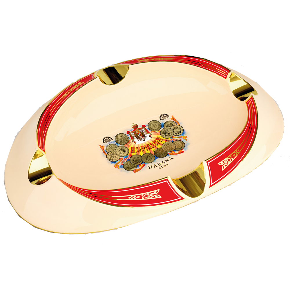 beige, red and gold logo H. Upmann Habanos 4 Cigar Ashtray