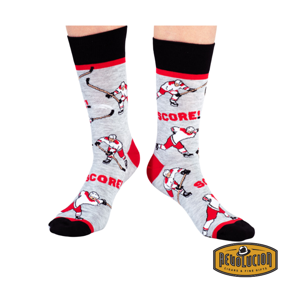 Uptown Slap Shot calf-length cotton socks, a trendy unisex design featuring a stylish pattern for comfort and everyday wear.