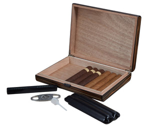 Visol Jerrod Exotic Ebony Wood Cigar Humidor Gift Set